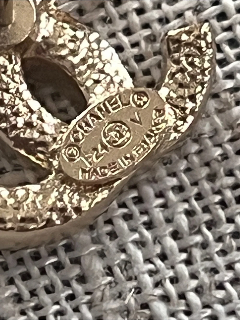 Chanel Gold-Tone PAVED CC Logo Stud Earrings